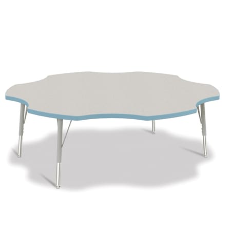 Jonti-Craft Berries Six Leaf Activity Table, 60 in., E-height, Freckled Gray/Coastal Blue/Gray 6458JCE131